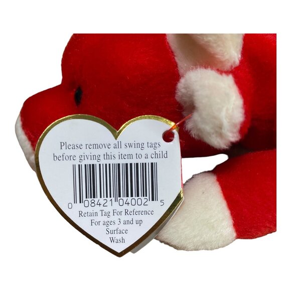 Ty Beanie Baby Snort The Bull Plush Toy Red & White Collectible 1990s Original T - Picture 8 of 10